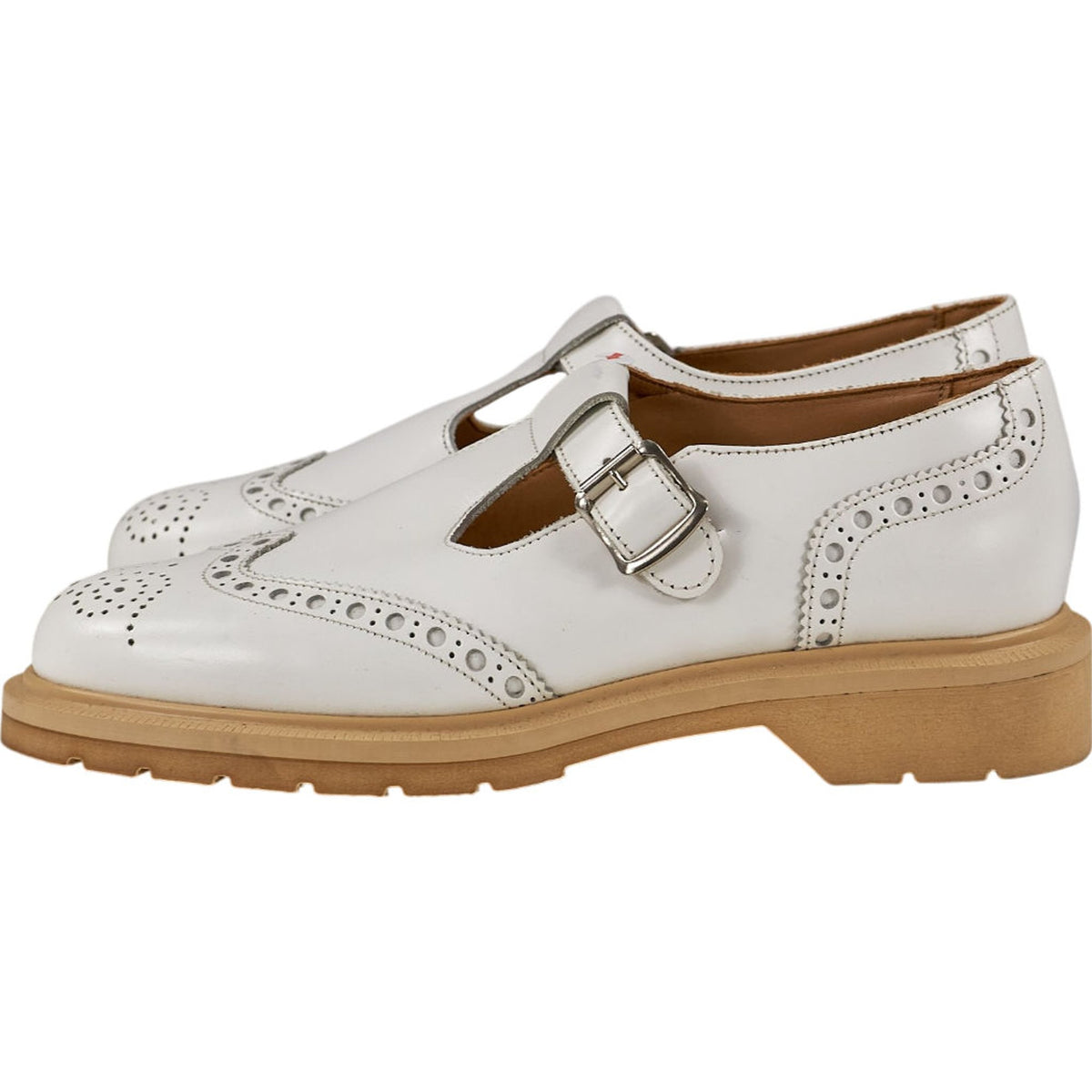 YMC White Leather Buckle Shoes