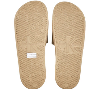 Calvin Klein Jeans Beige Monogram Logo Sliders