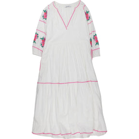 NRBY White Embroidered Midi Dress