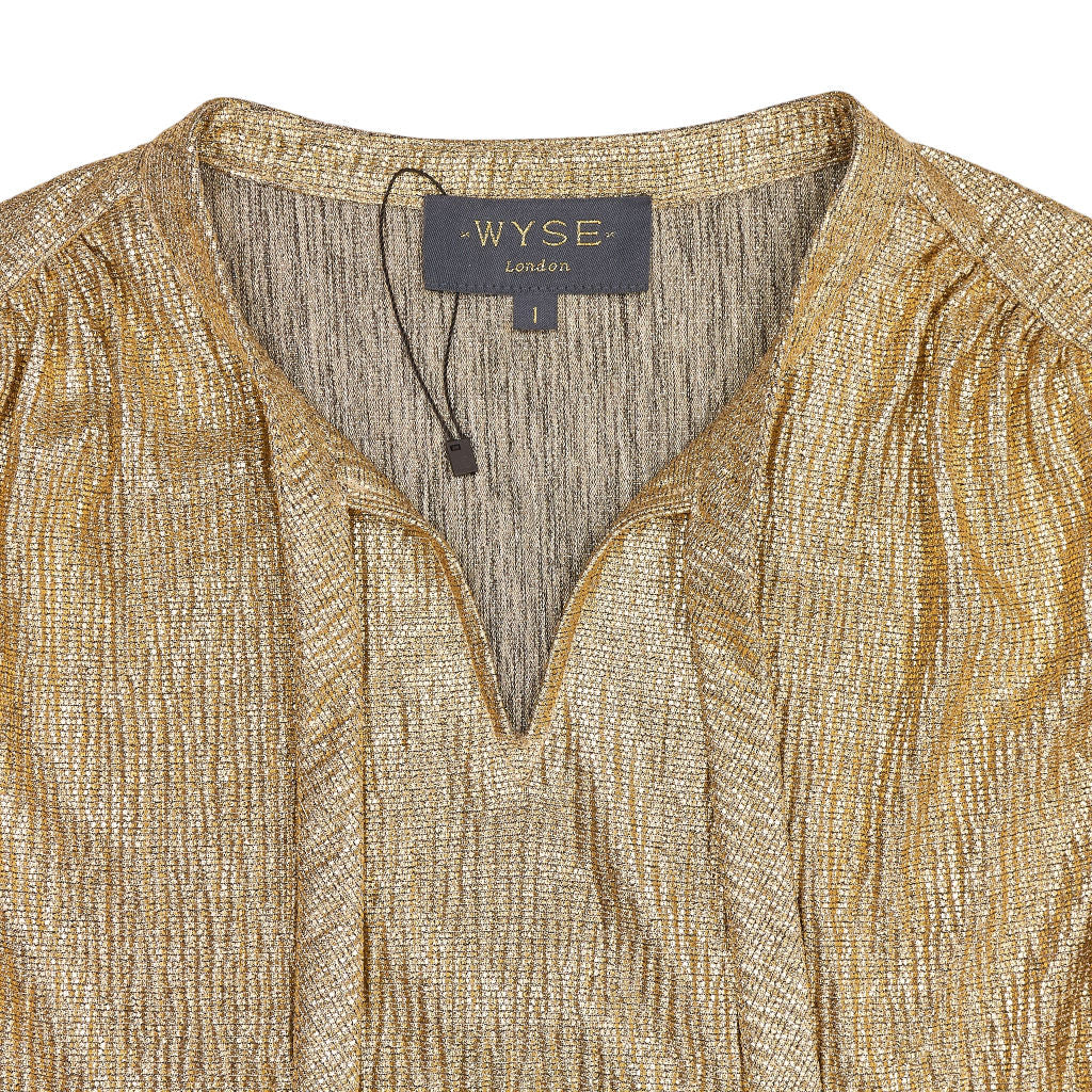 WYSE Gold Metallic Flutter Sleeve Top