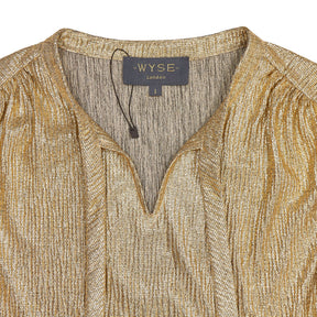 WYSE Gold Metallic Flutter Sleeve Top
