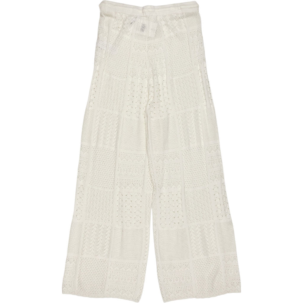 Hush Soft White Patchwork Stitch Knitted Trousers