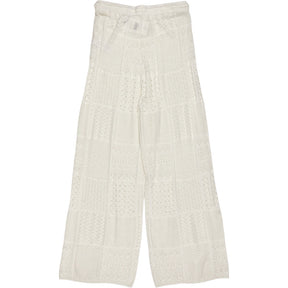 Hush Soft White Patchwork Stitch Knitted Trousers