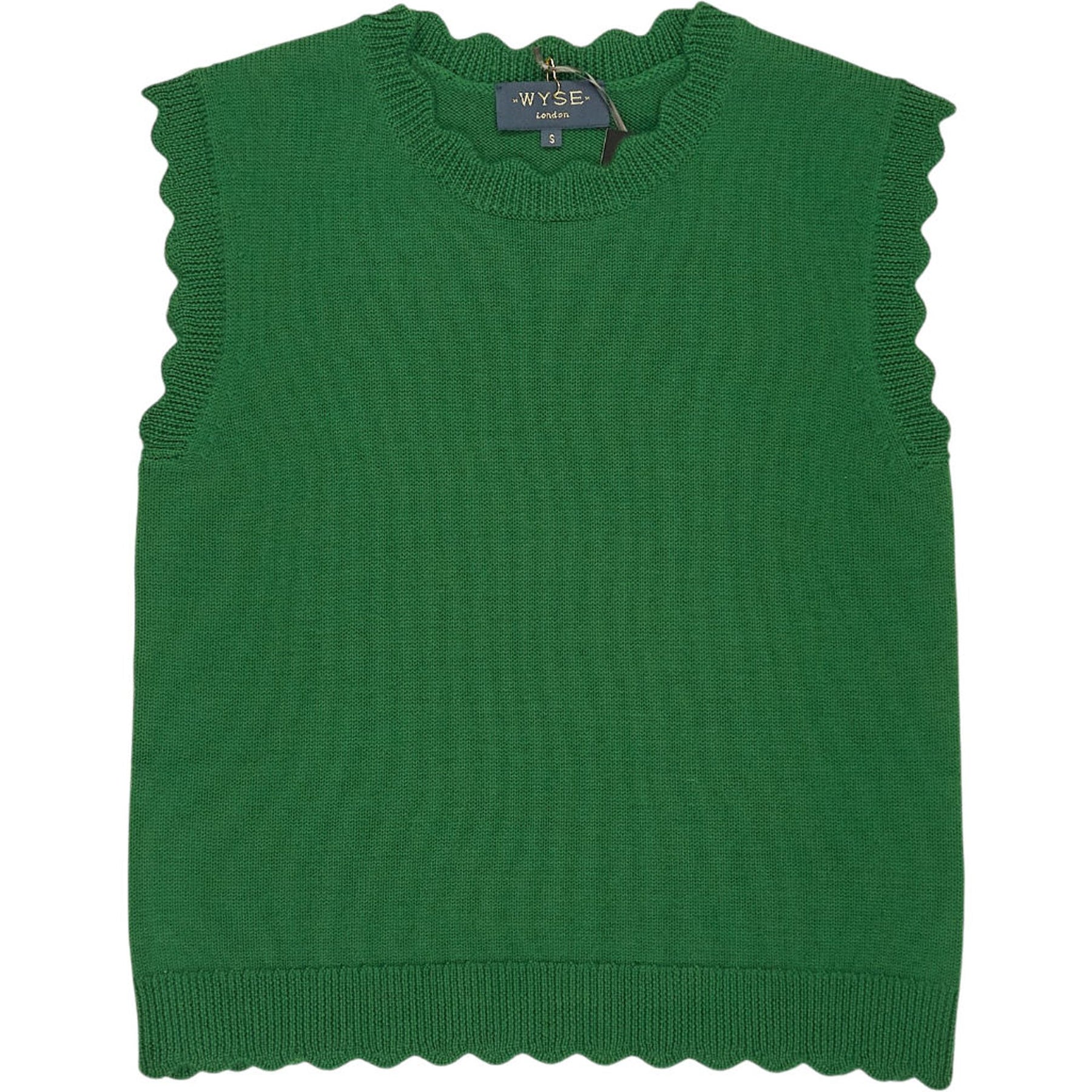 Wyse Green Fleurine Scallop Tank Top