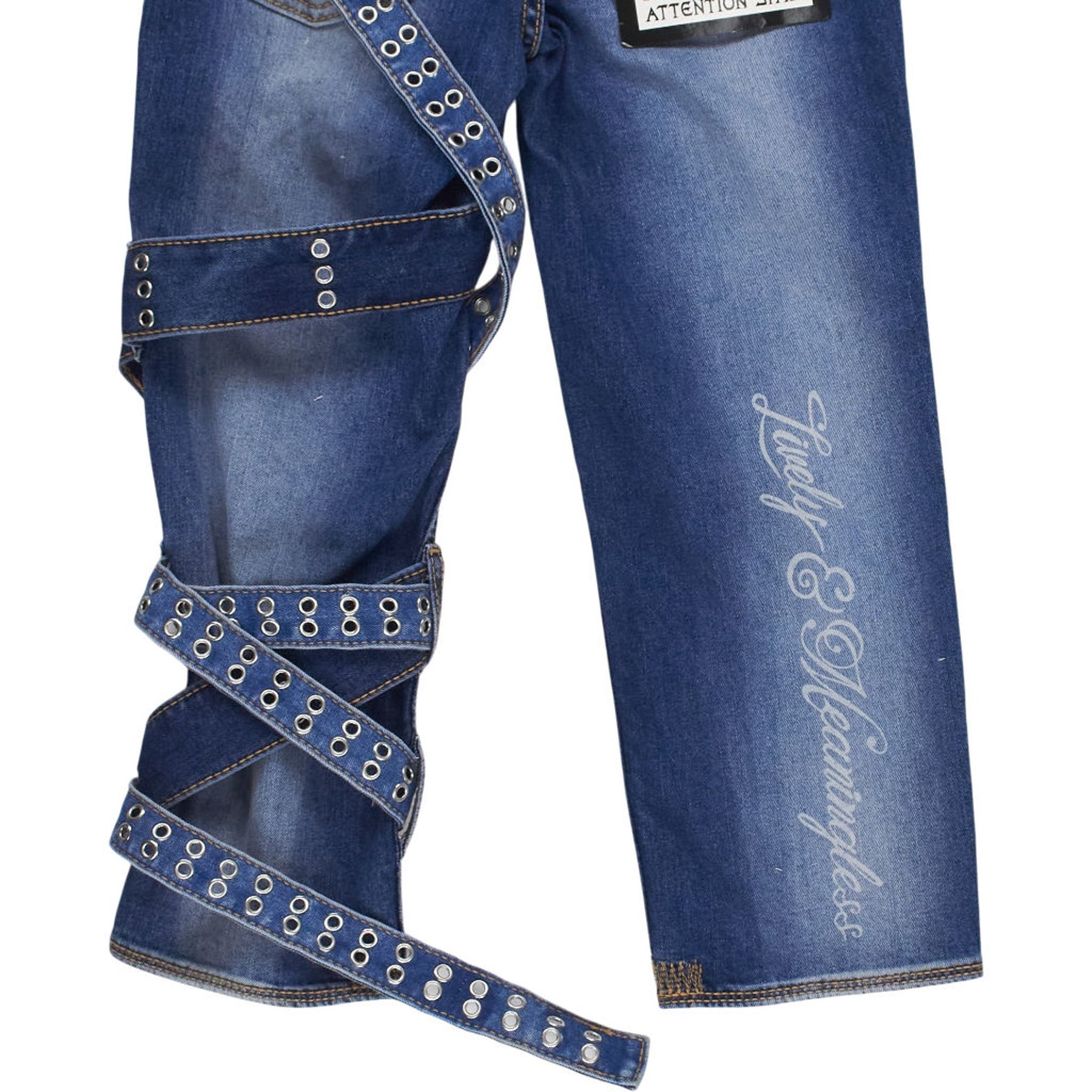 Cheap Monday Blue Grommet Strap Jeans