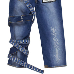 Cheap Monday Blue Grommet Strap Jeans