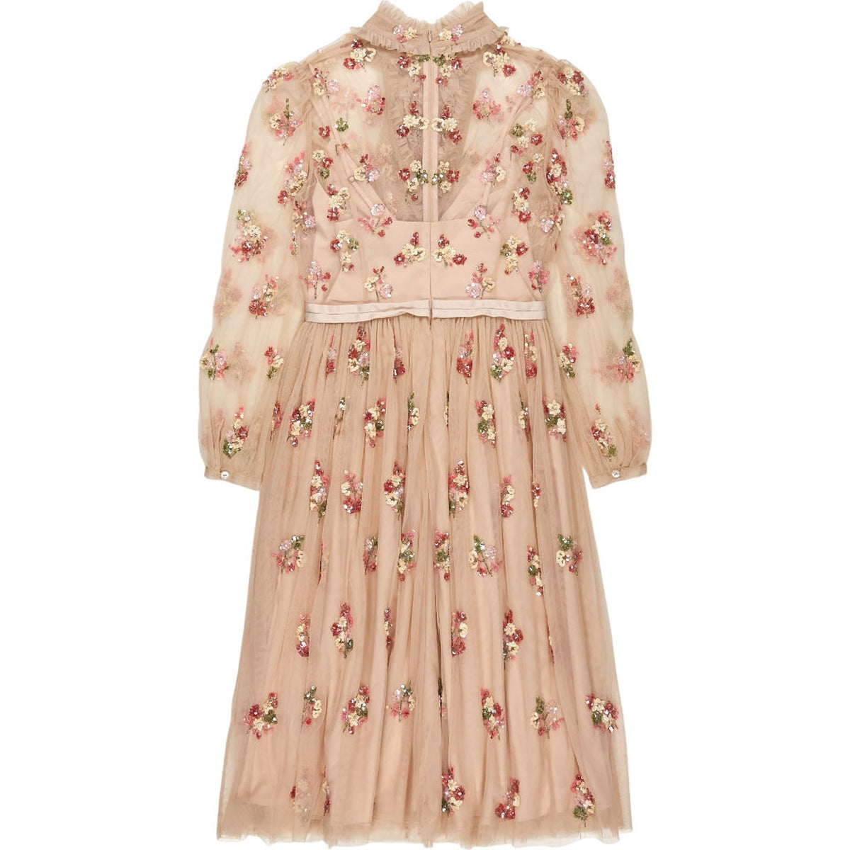 Needle & Thread Beige Floral Embellished Midi Dress
