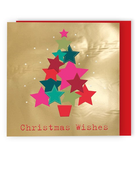 Modern Star Christmas Tree Cards- pack of 8