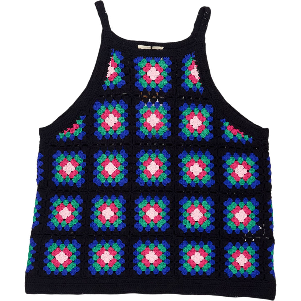 Hush Black Multicolour Knitted Crochet Vest
