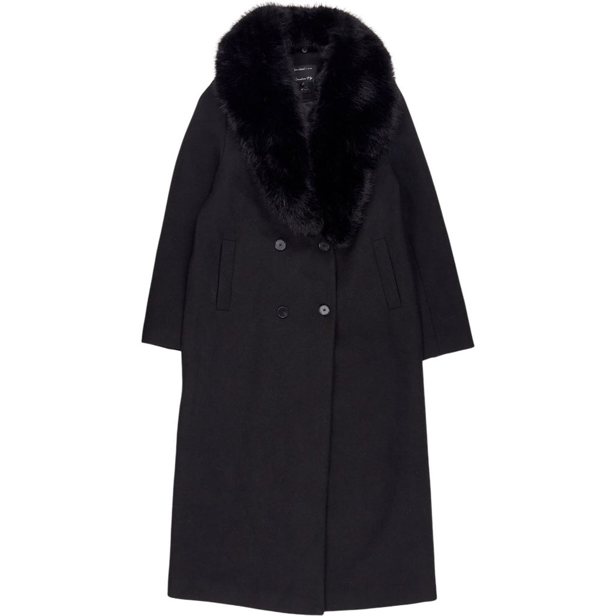 River Island Black Faux Fur Collar Coat
