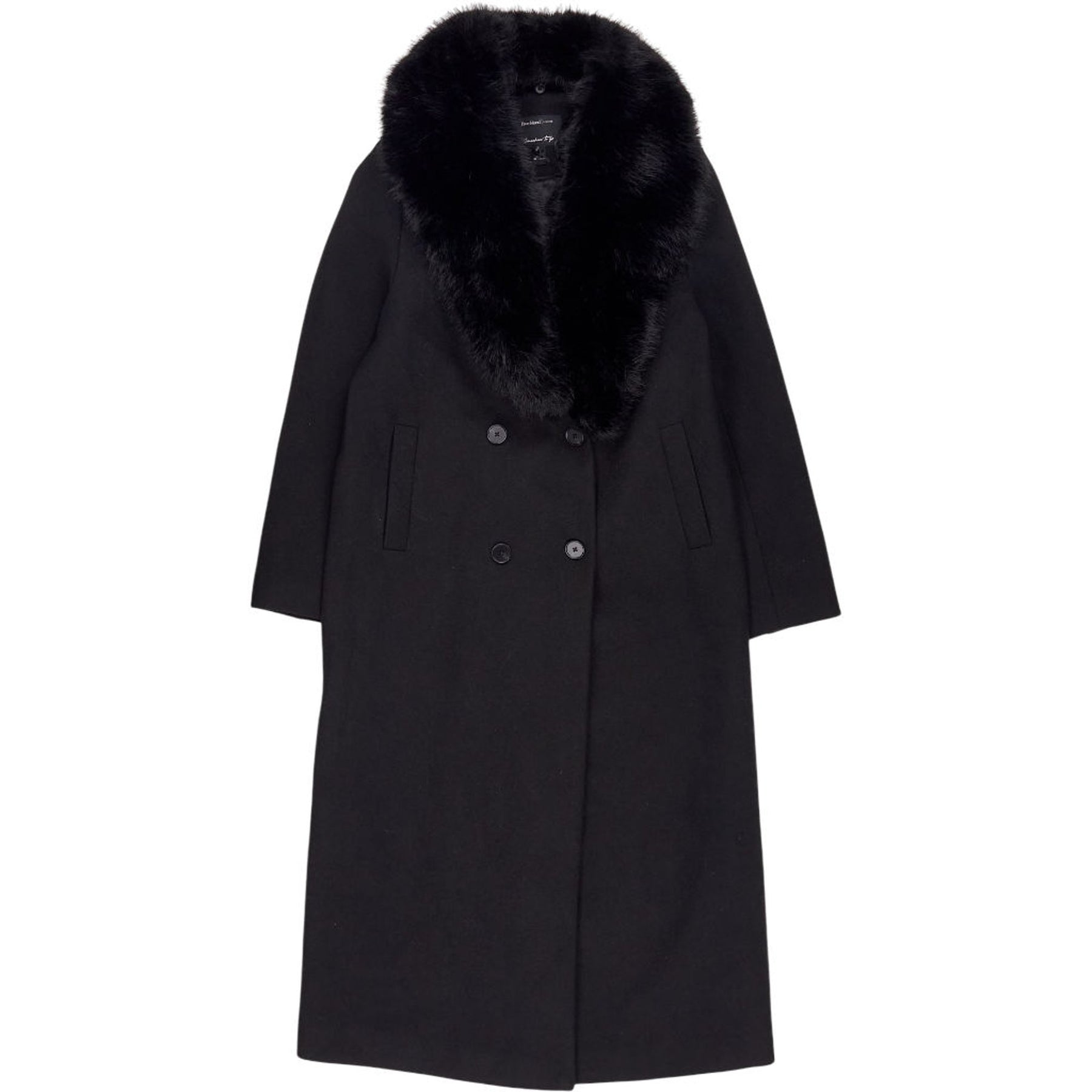River Island Black Faux Fur Collar Coat