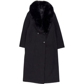 River Island Black Faux Fur Collar Coat