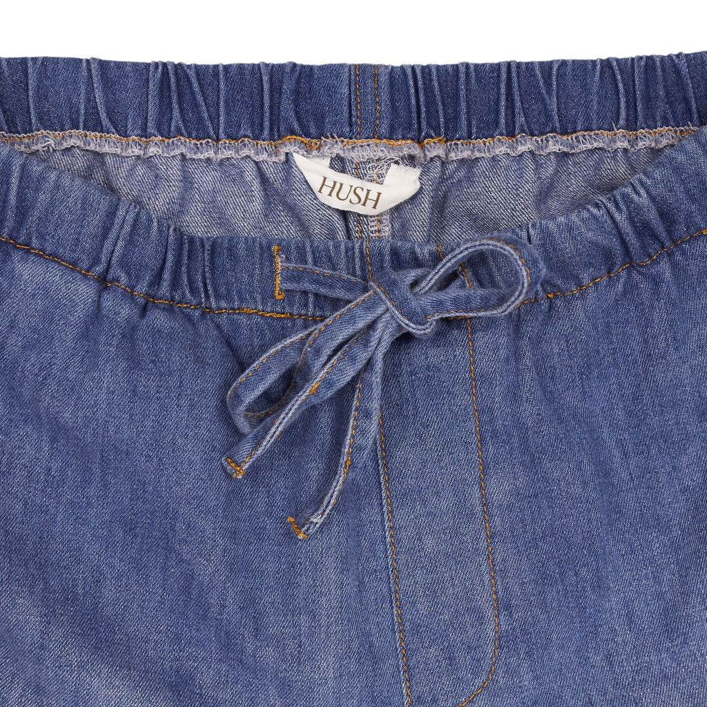 Hush Blue Denim Drawstring Shorts