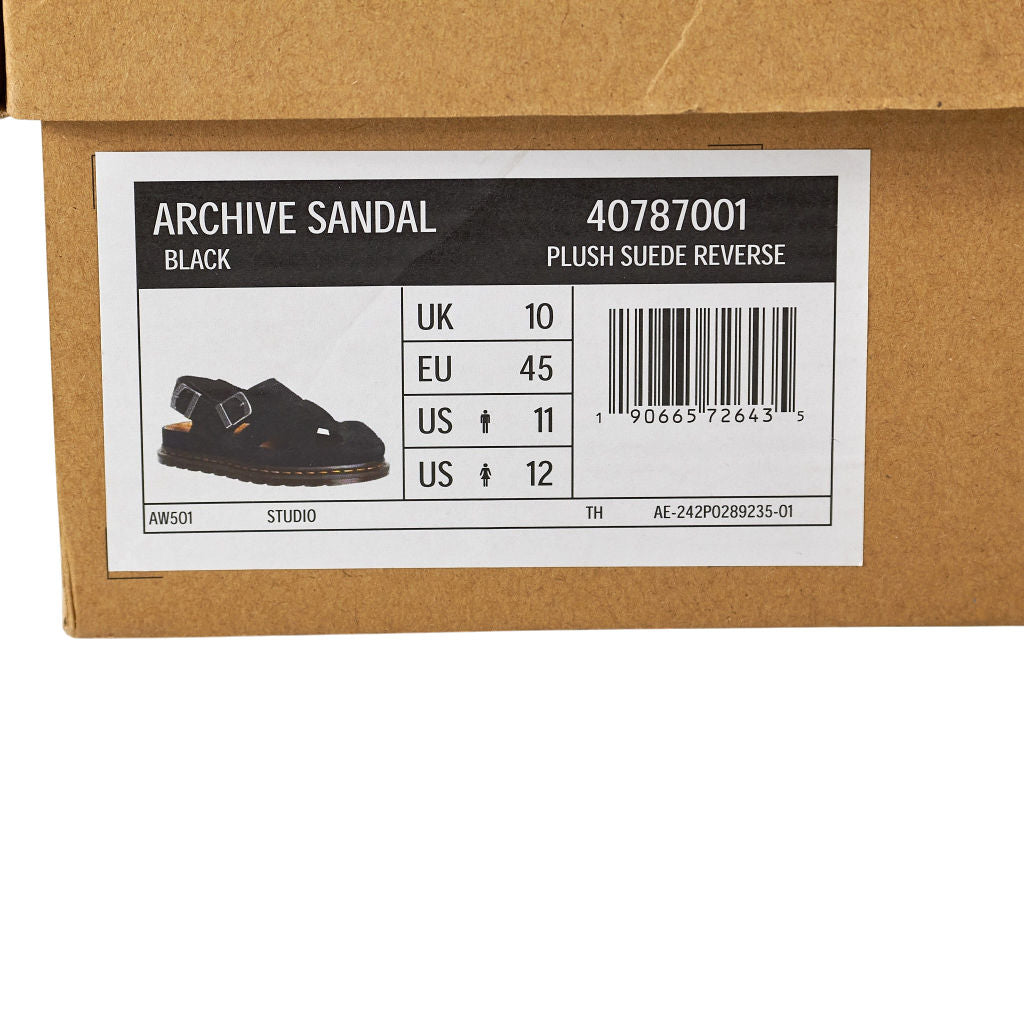 Dr. Martens Black Plush Suede Sandals