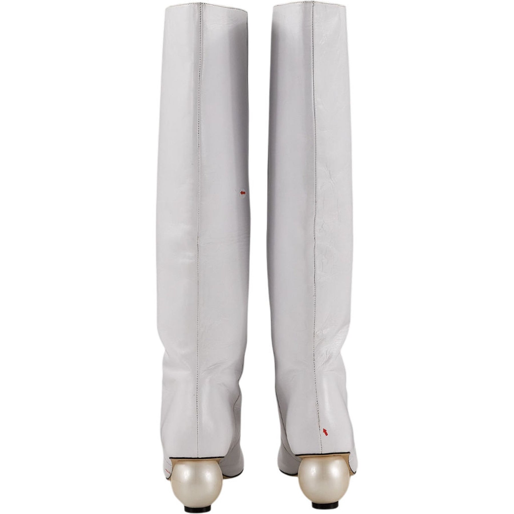 White Knee-high Boots with Pearl Heel