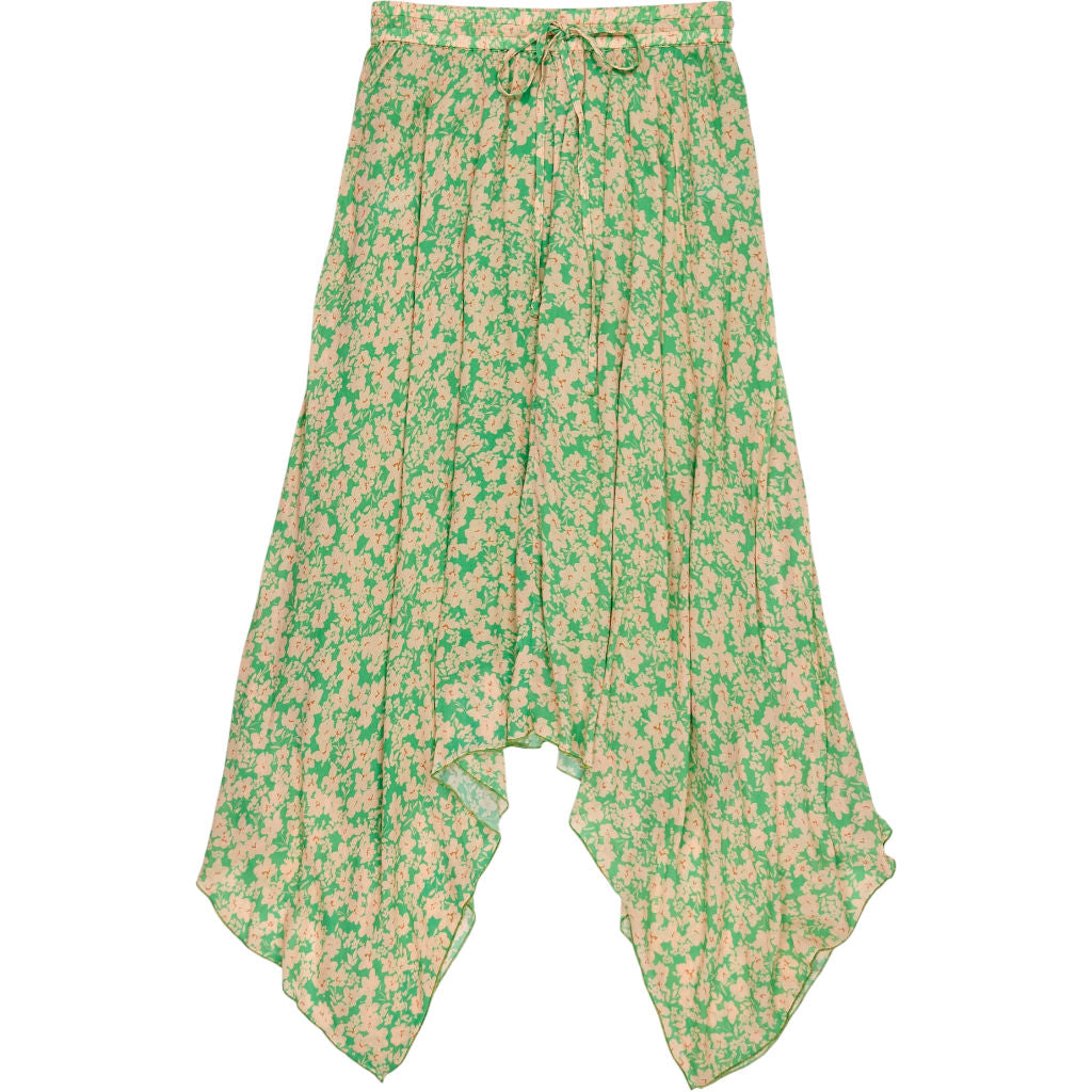 Suzhou Henrun Green Floral Asymmetric Skirt