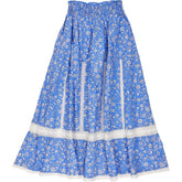 Pink City Prints Blue Floral Midi Skirt