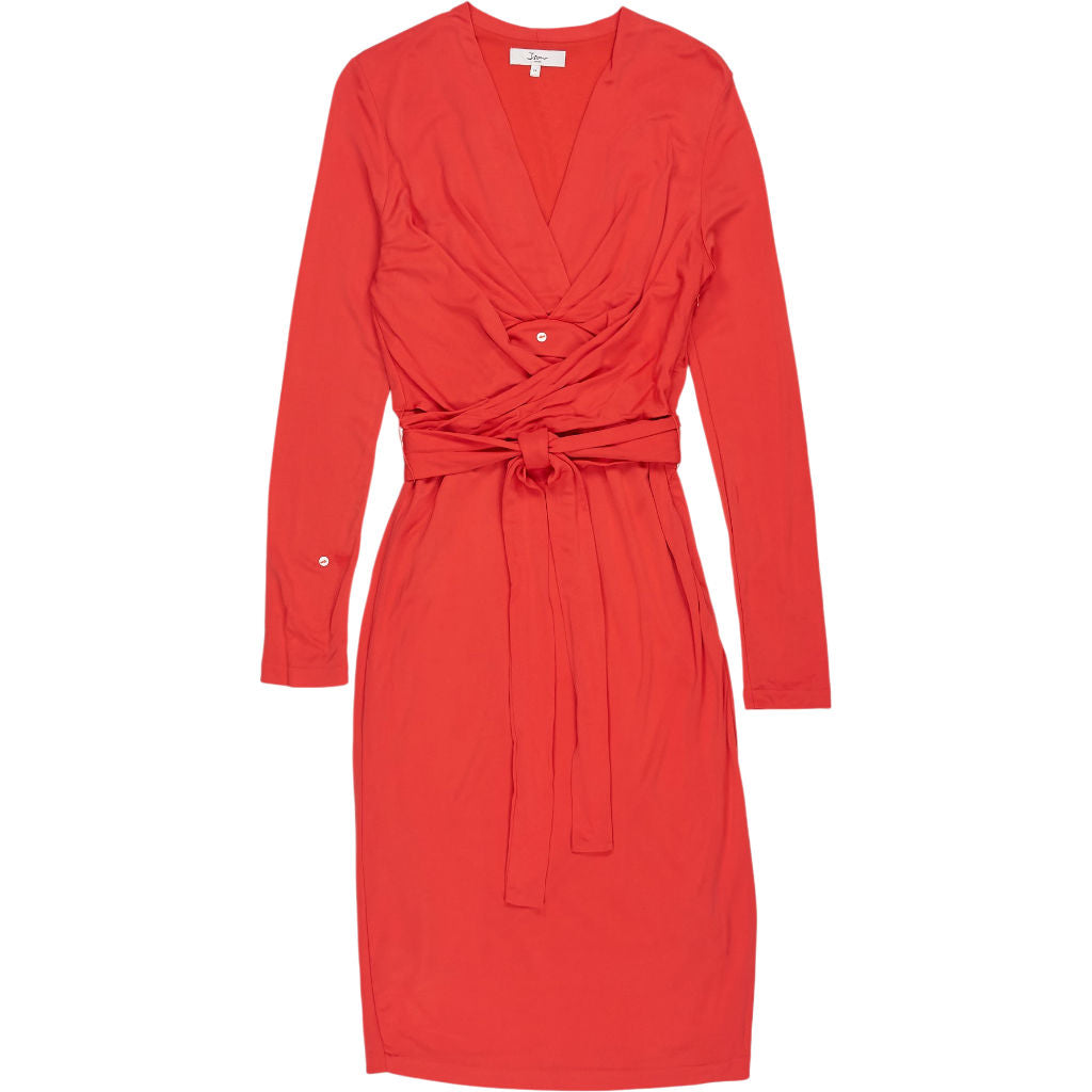 Issa Red Wrap Long Sleeve Dress