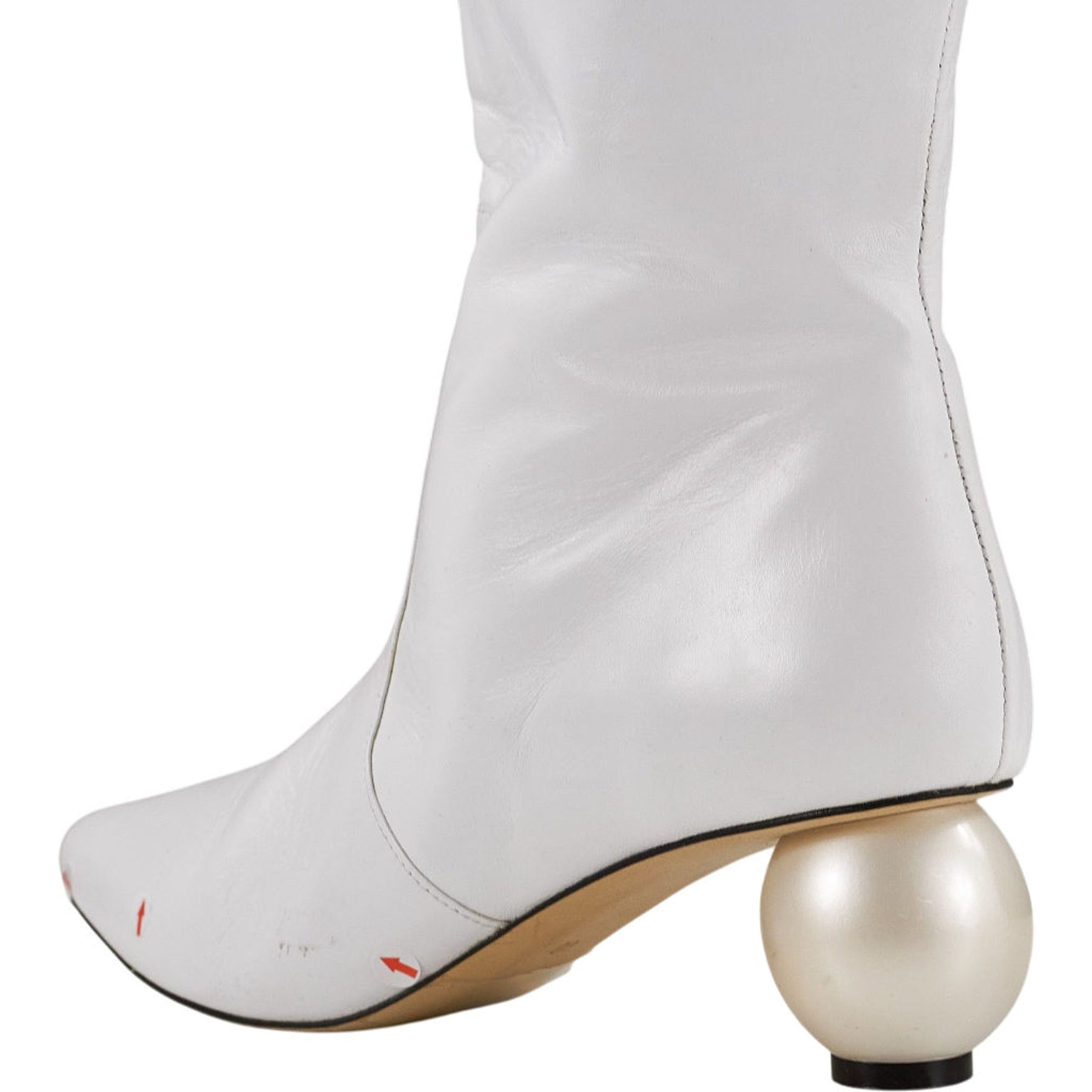 White Knee-high Boots with Pearl Heel