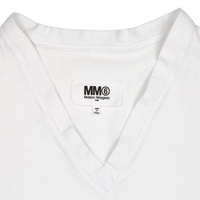 MM6 Maison Margiela White V-Neck T-Shirt
