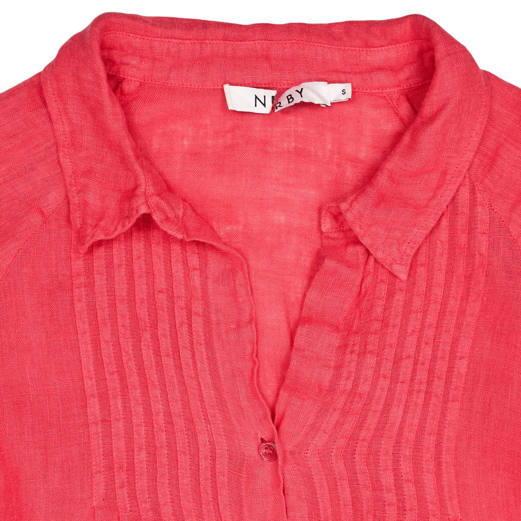 NRBY Red Linen Shirt Dress