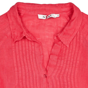 NRBY Red Linen Shirt Dress
