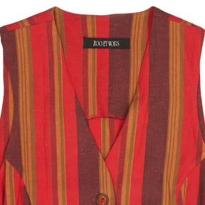 Vintage Zoo Et Vous Red Striped Sleeveless Vest