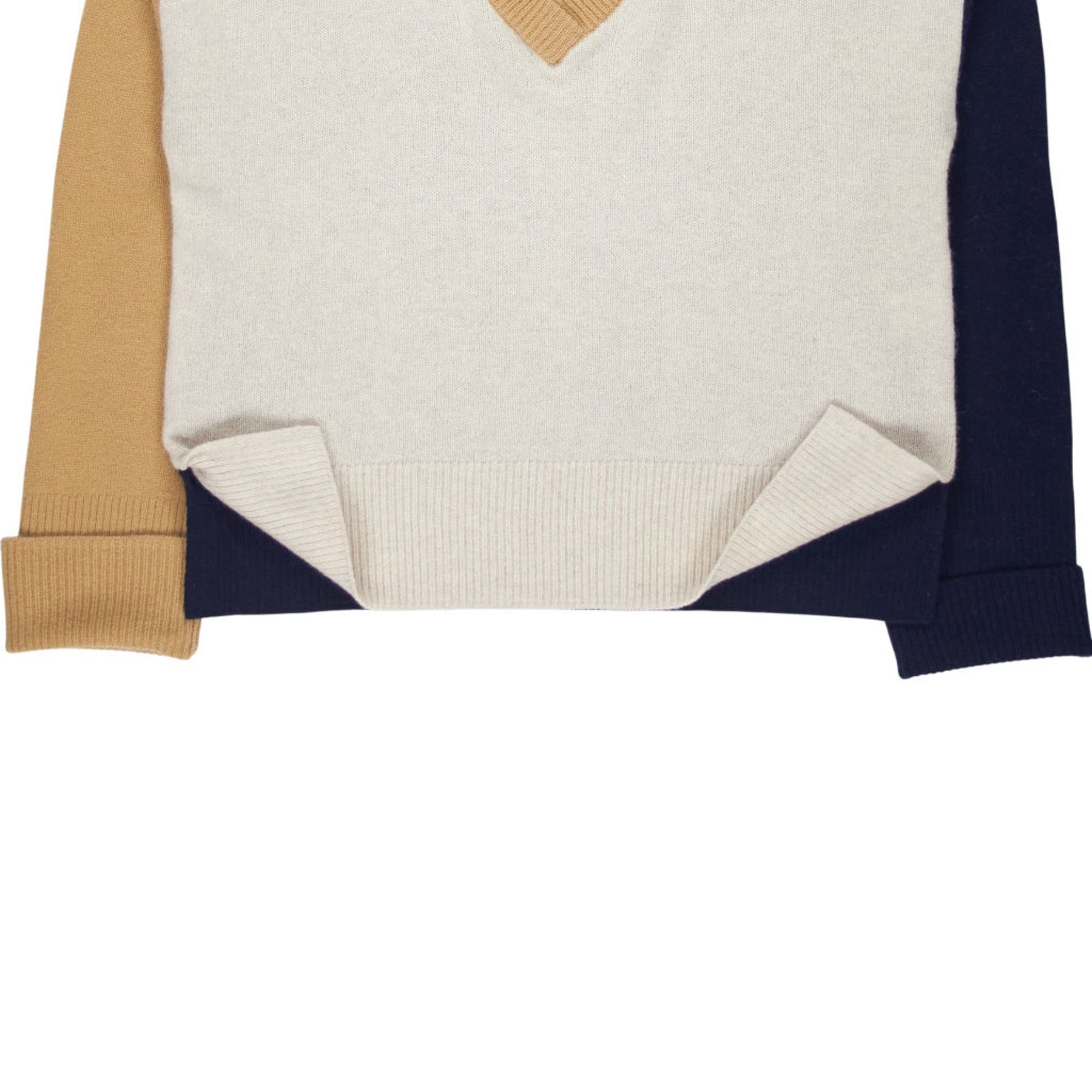 Beaufort & Blake Cream Colour Block V-Neck Jumper