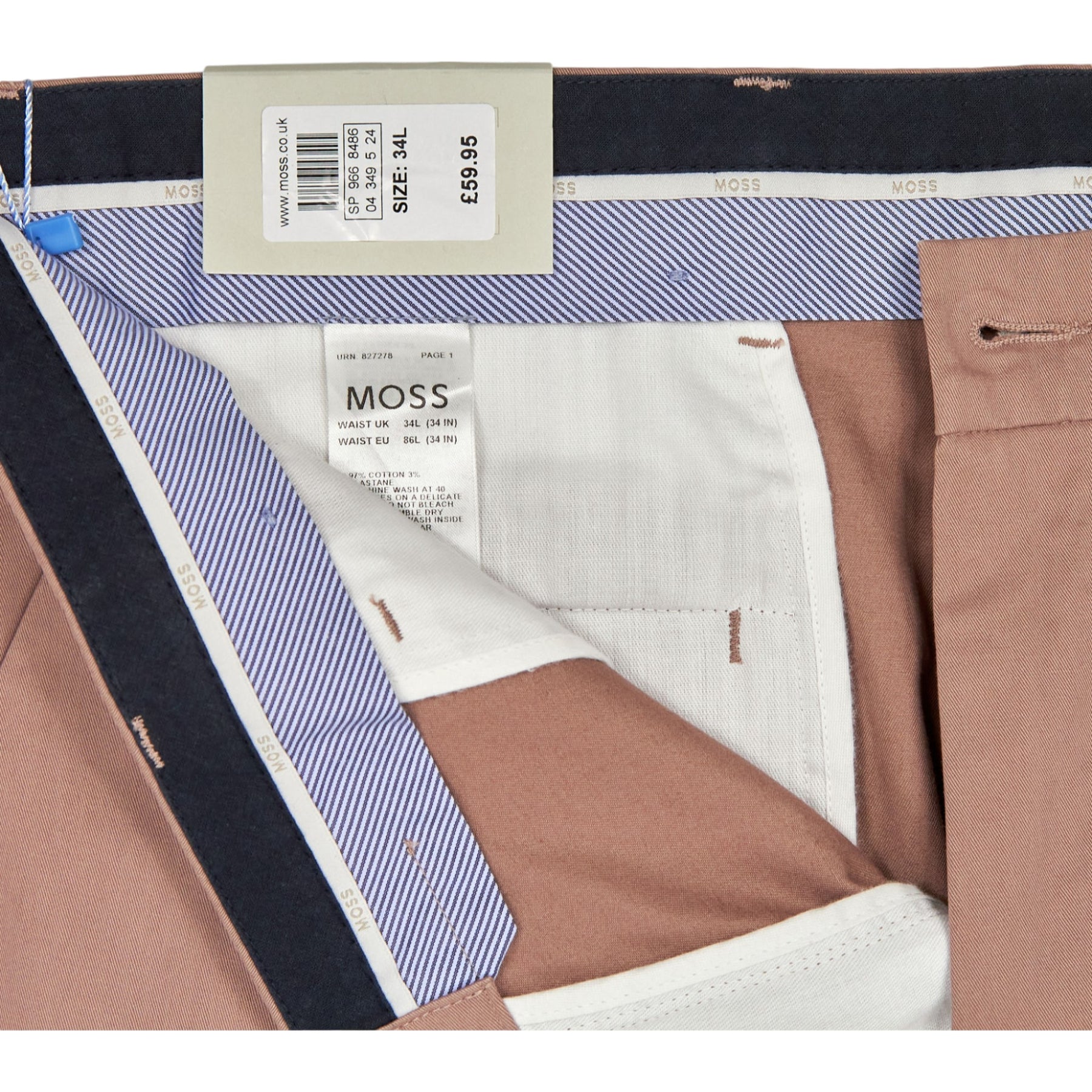 Moss Bros Dusty Pink Chino Trousers