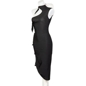 Swanky Modes Vintage Black Asymmetric Cut-Out Dress