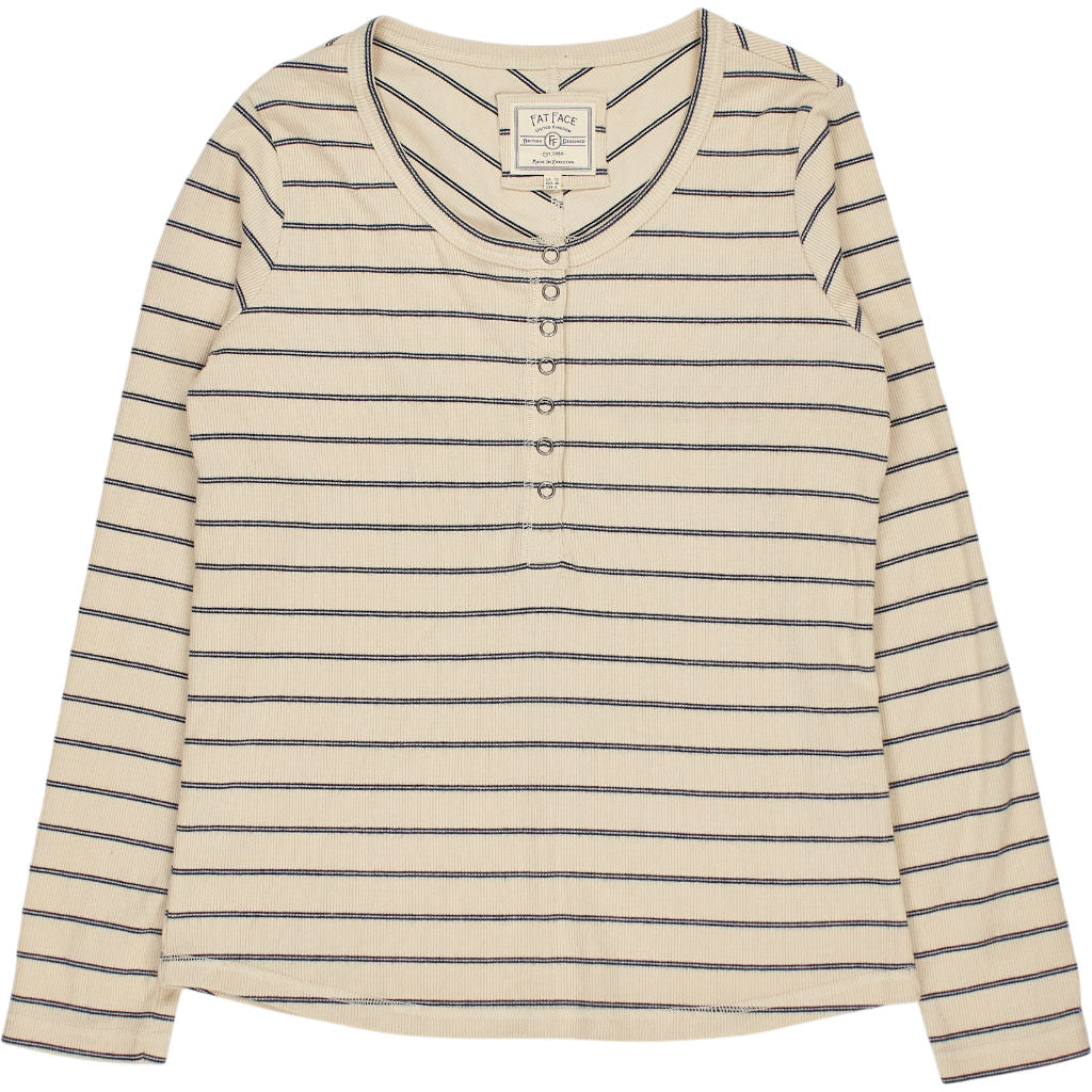 Fat Face Beige Striped Long Sleeve Top