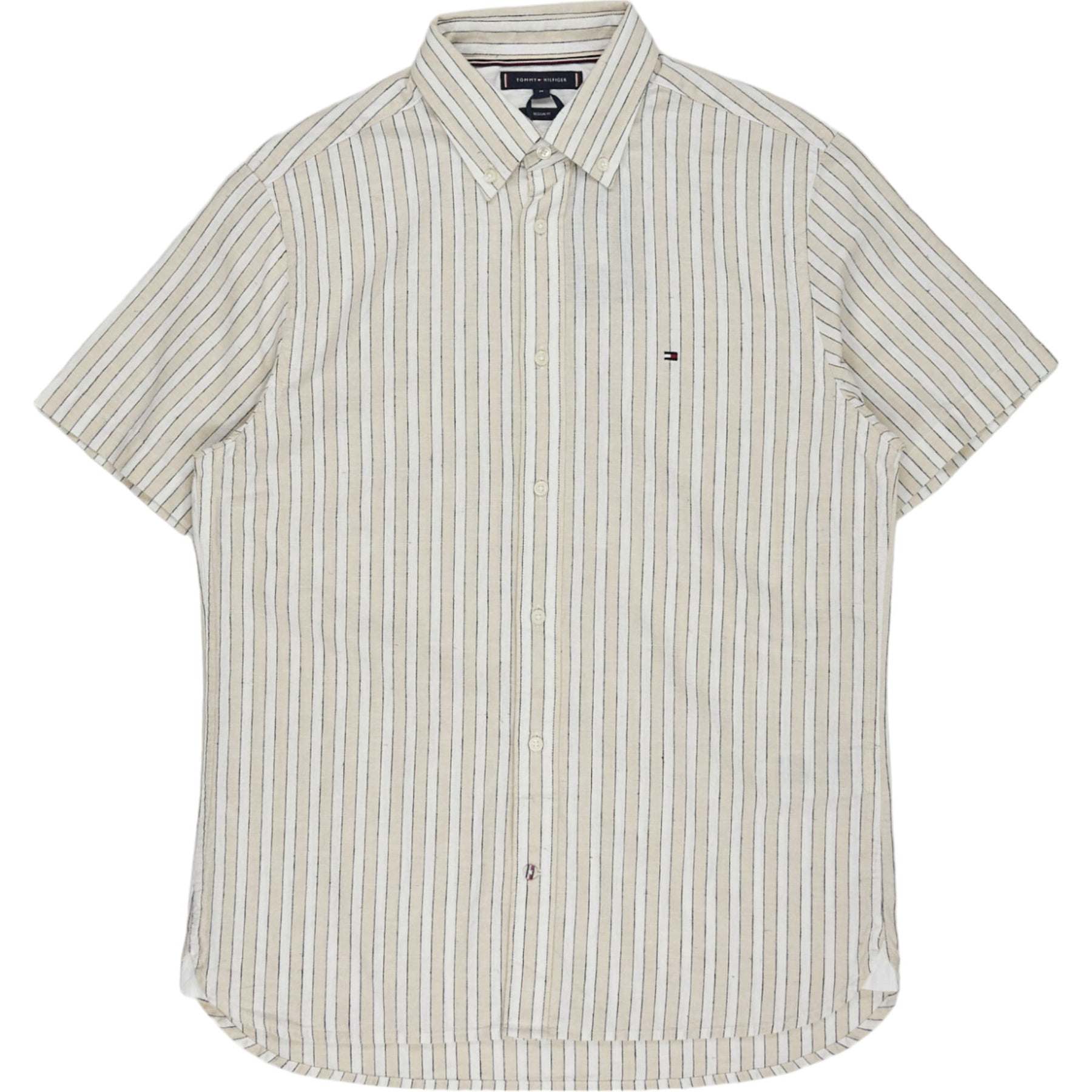 Tommy Hilfiger Cream Striped Short Sleeve Shirt