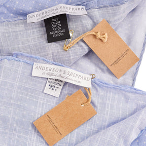 Anderson & Sheppard Sky/White Cotton Pocket Square