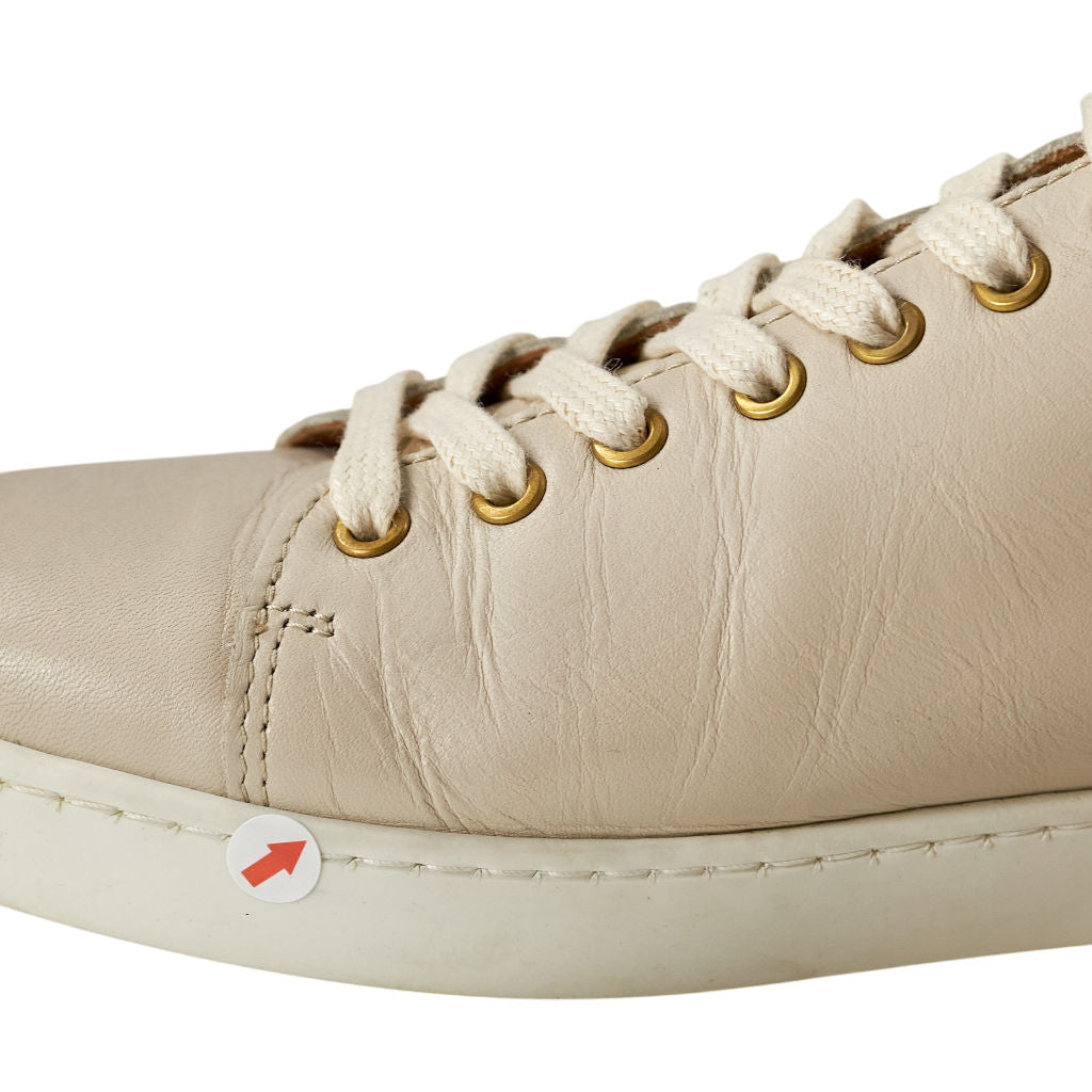 Barbour Beige Leather Lace-Up Trainers