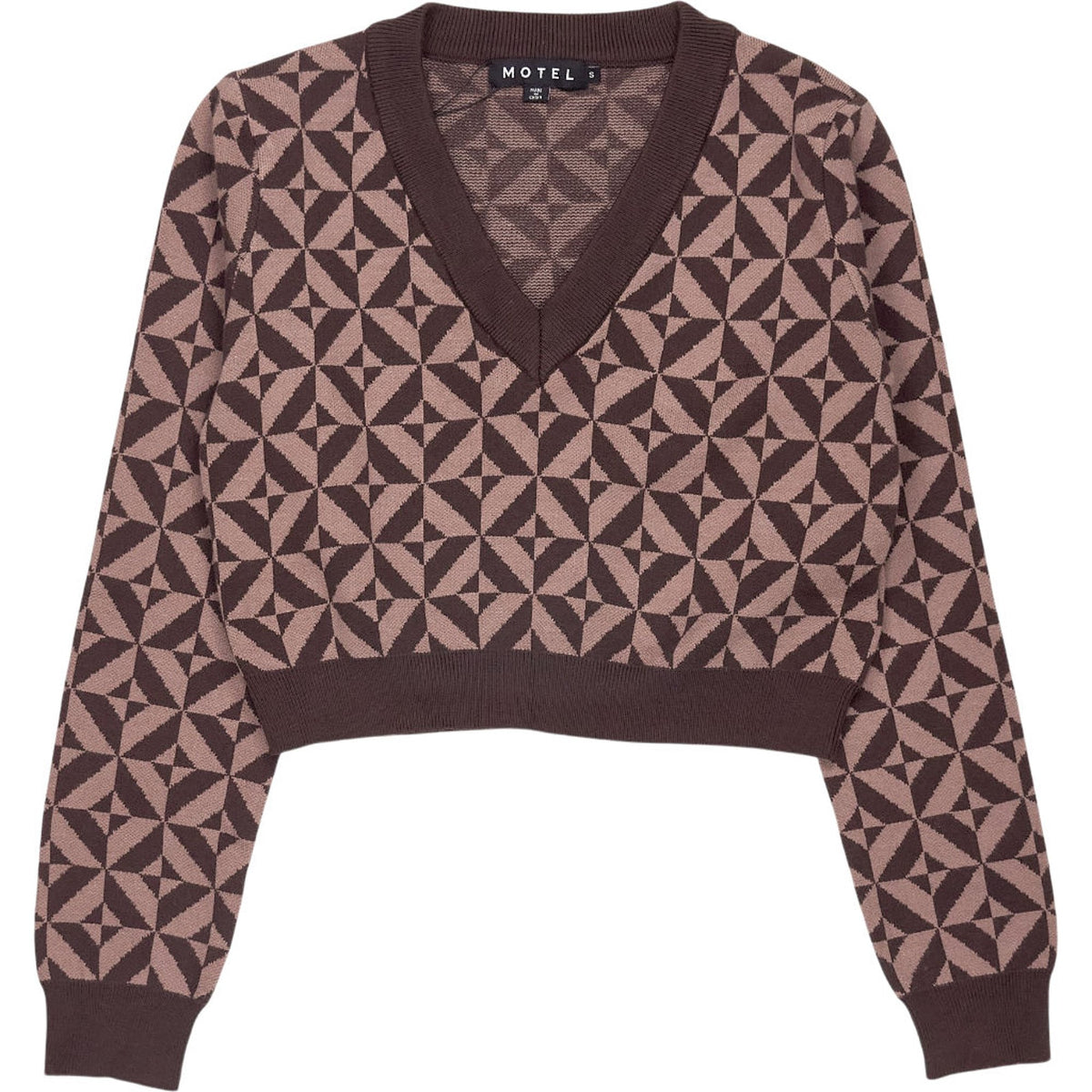 Motel Coffee Brown Radka Geo Knit Jumper