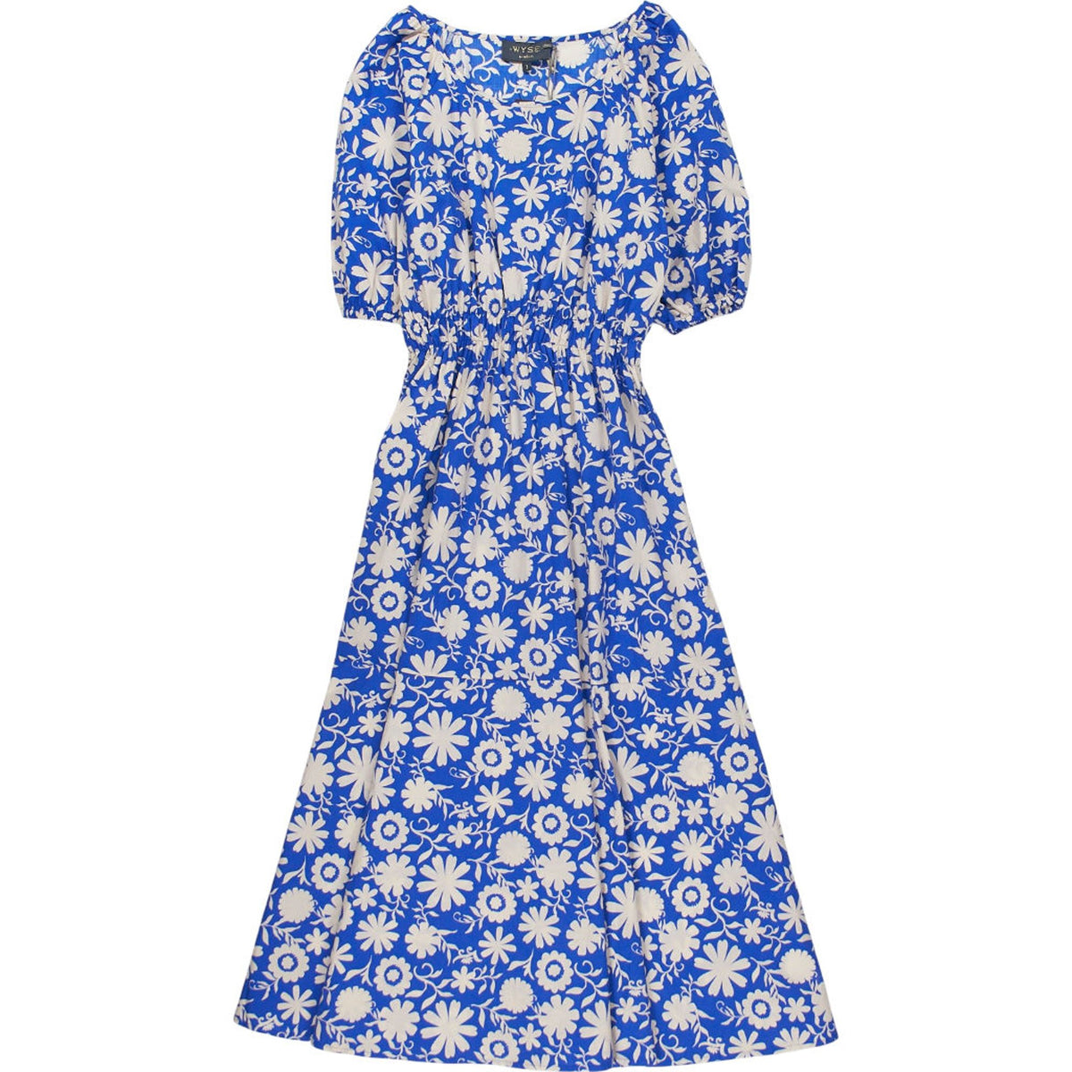 Wyse Blue Floral Midi Dress