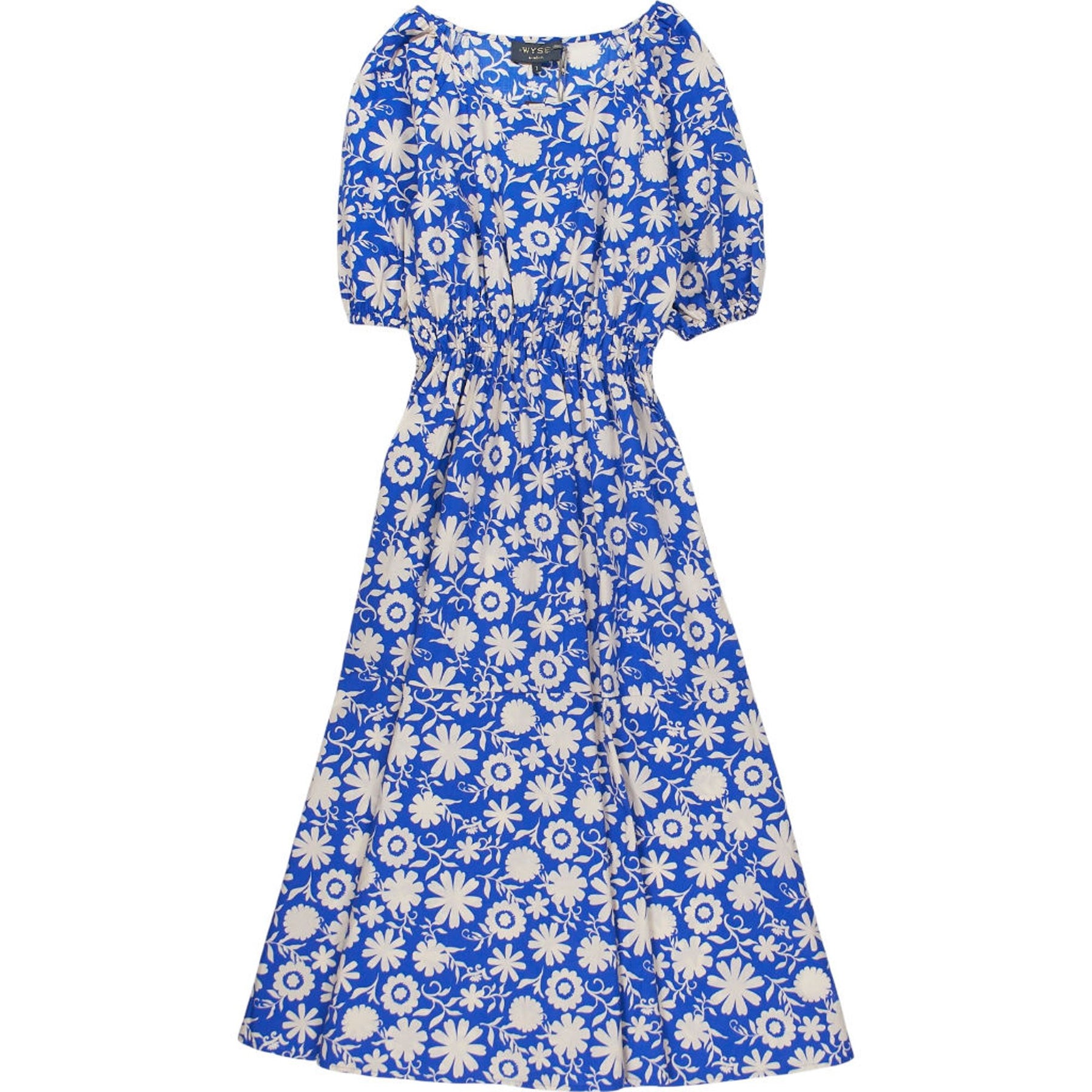 Wyse Blue Floral Midi Dress