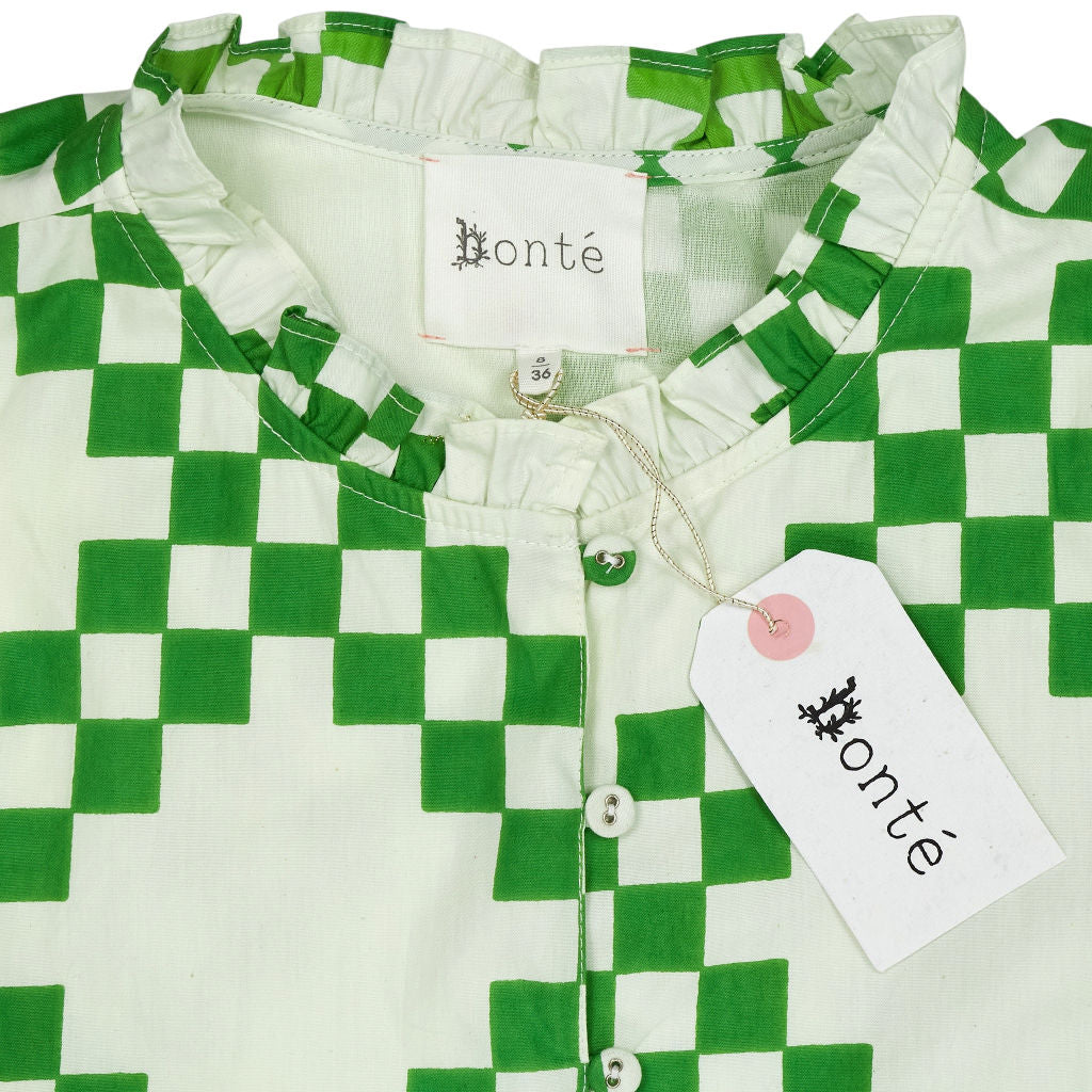 Bonté Apple Green Check Midi Dress