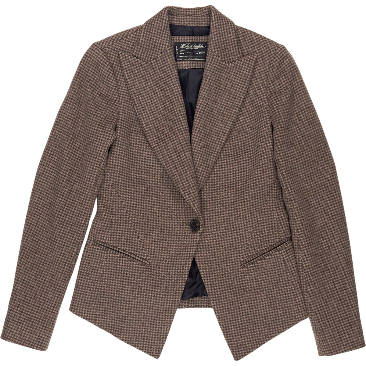 AllSaints Brown Check Wool Blazer