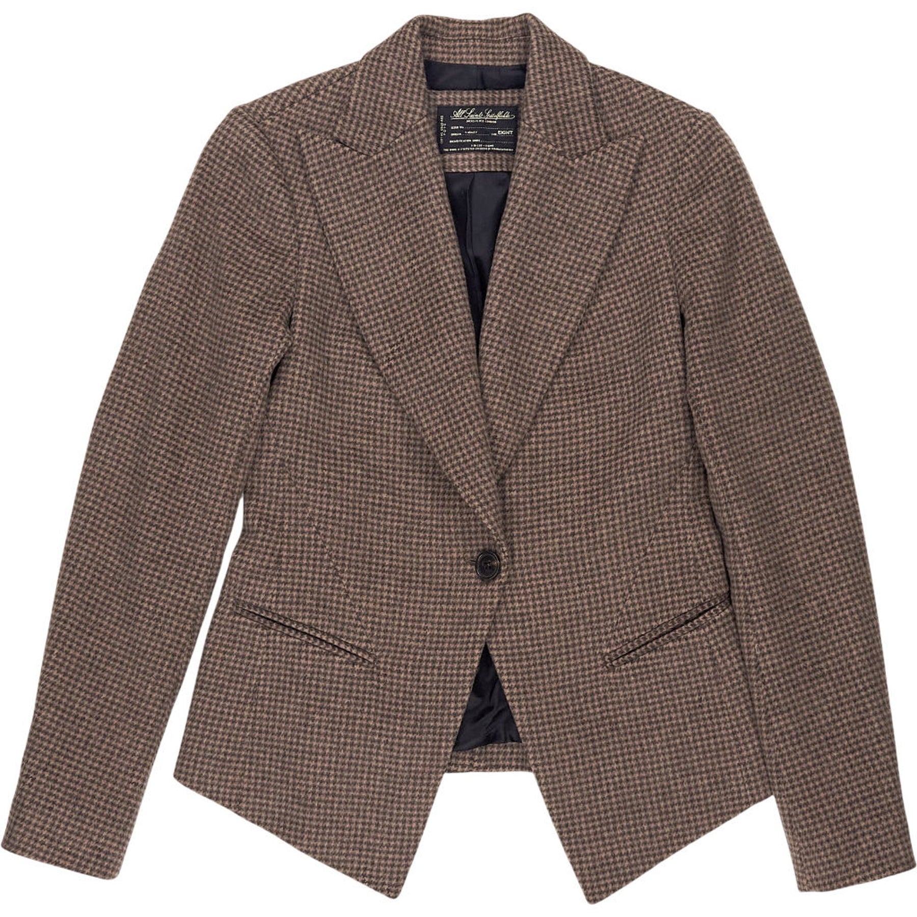 AllSaints Brown Check Wool Blazer