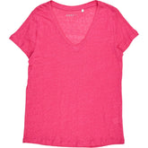 NRBY Pink Linen Slub V-Neck T-Shirt