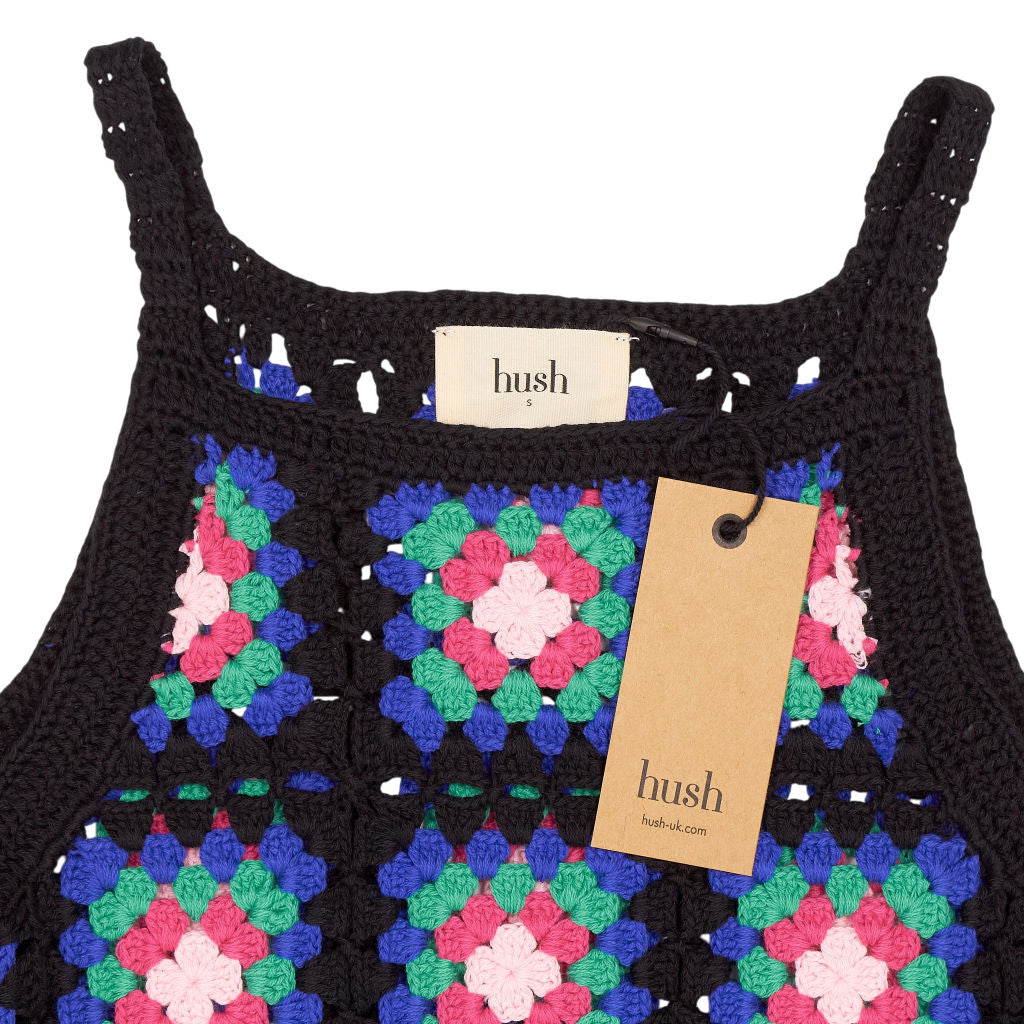 Hush Black Multicolour Knitted Crochet Vest