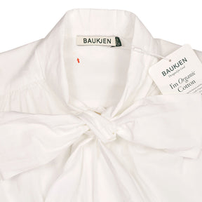 Baukjen White Araya Cotton Bow Neck Blouse