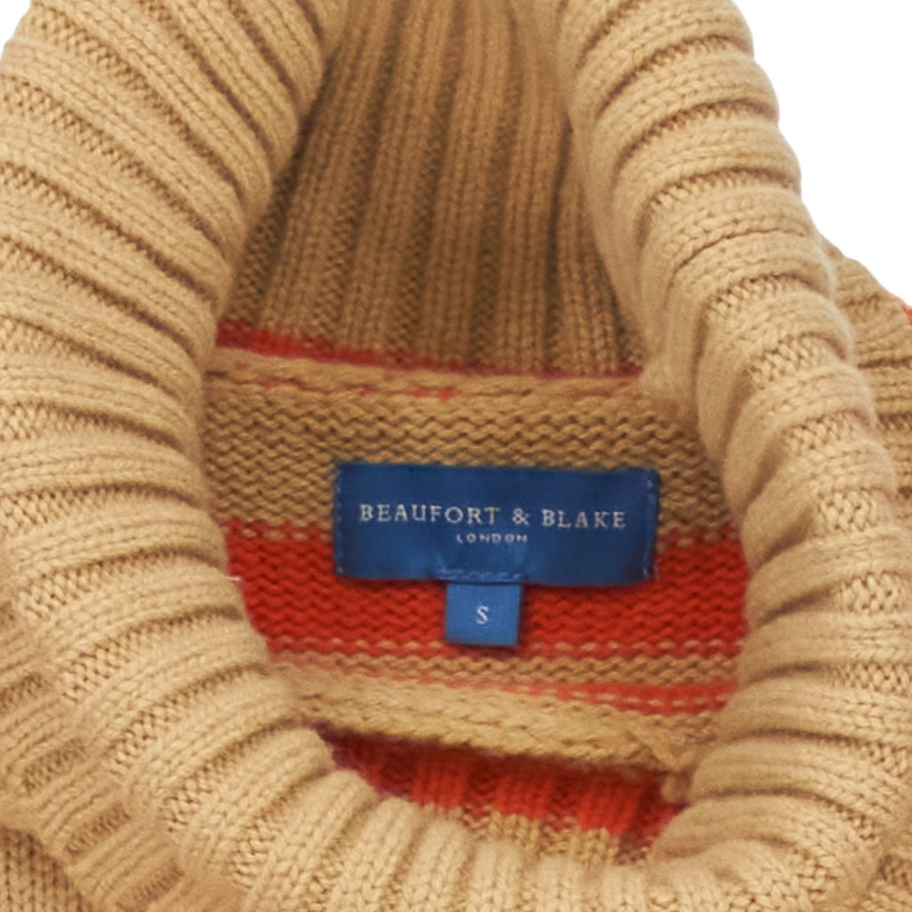 Beaufort & Blake Orange Striped Turtleneck Jumper