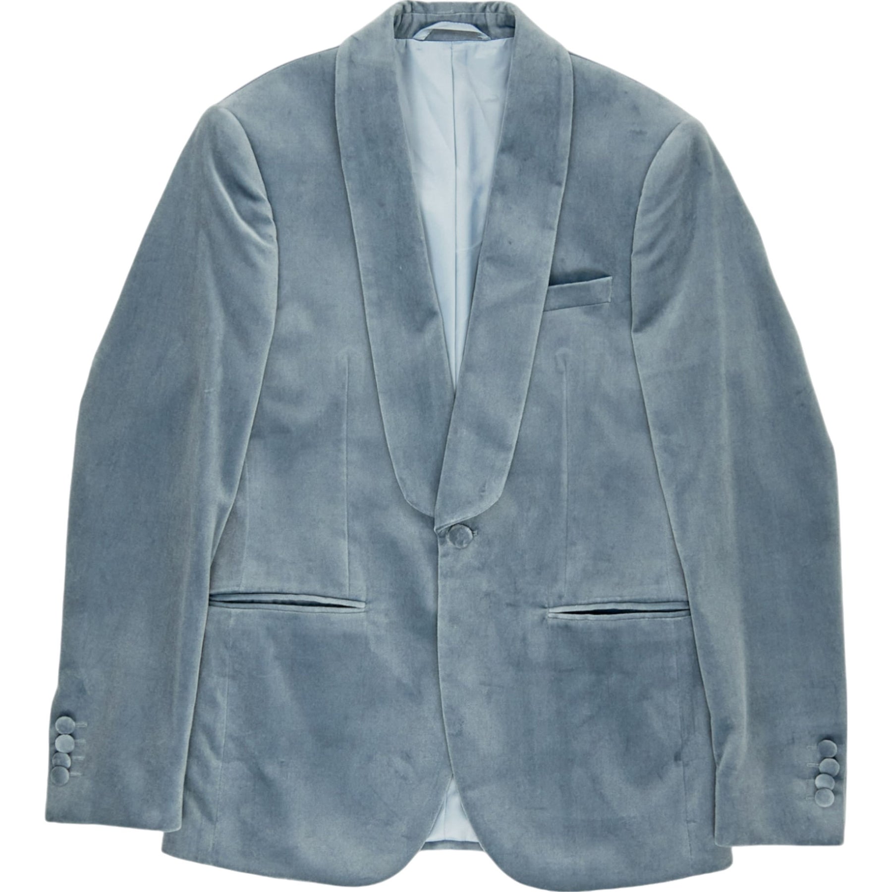 Moss Blue Velvet Slim Fit Jacket