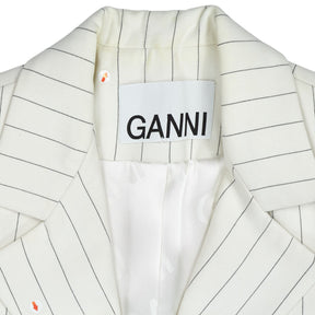 Ganni Cream Pinstripe Blazer E