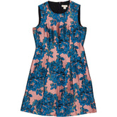 Monsoon Pink Blue Jacquard Floral Occasion Dress