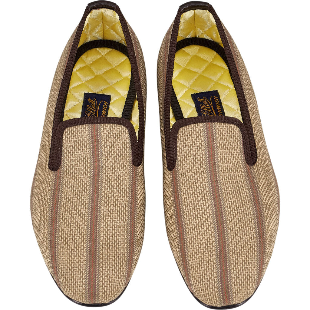 Bowhill & Elliott Brown Stripe Tweed Slippers
