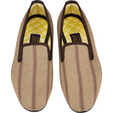 Bowhill & Elliott Brown Stripe Tweed Slippers