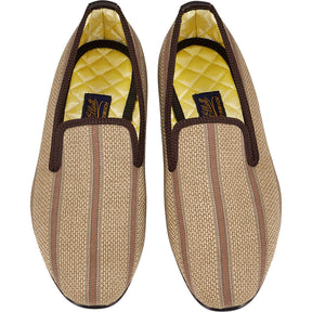 Bowhill & Elliott Brown Stripe Tweed Slippers